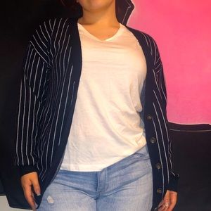 Blue and white striped cardigan Forever 21